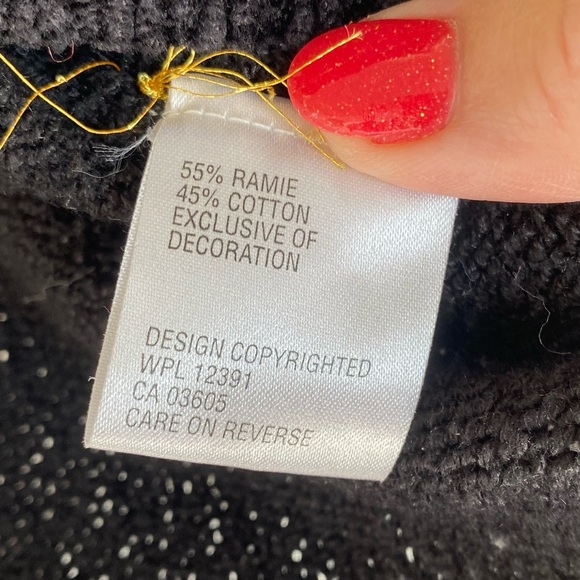 Northern Isle Christmas Cardigan Sweater Santa Stars Black - Size Medium - Picture 3 of 9